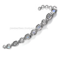 Designer Rainbow Moonstone Gemstone 925 Sterling Silver Bracelet Jewelry